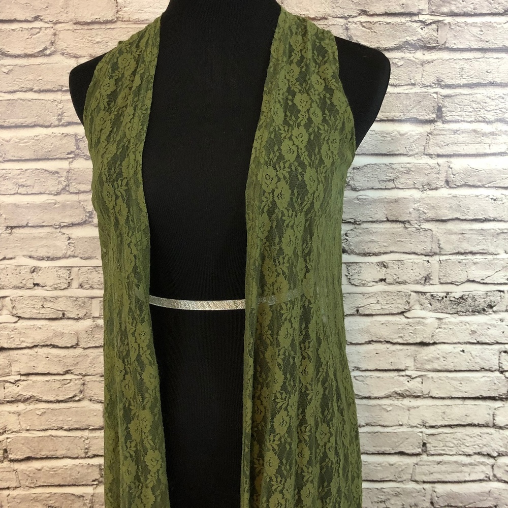 LuLaRoe Joy Olive Green lace vest